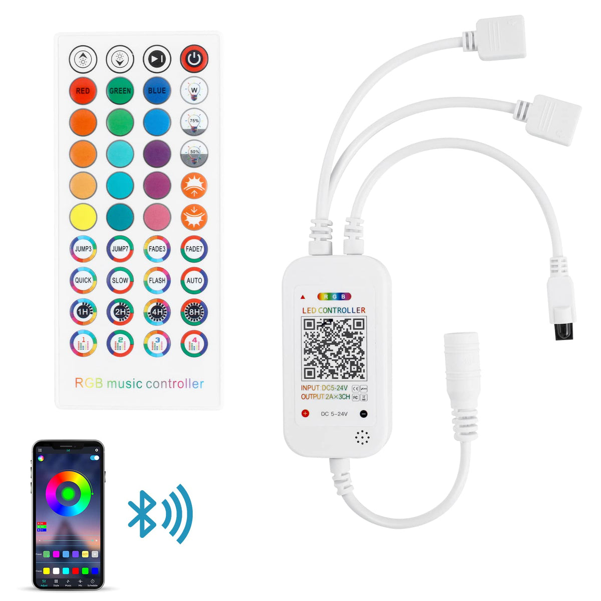 RGBZONE Mini 4PIN LED Controller 24 Keys IR Wireless Remote for RGB Strips