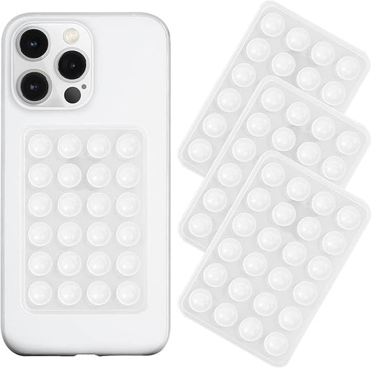 Anteel Silicone Suction Phone Case Mount 3 Pack, Silicon Adhesive Suction Cup Phone Mount, Non Slip Sticky Phone Grip for Cellphone, Strong Grip Holder for Selfies and Videos (Translucent)