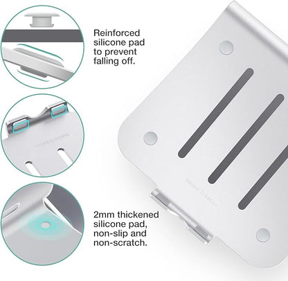 Laptop Stand, Aluminum Notebook Holder Riser Heat-Vent for MacBook Air/Pro, Dell, HP, Lenovo, Microsoft Surface, Samsung 11-16 inches Notebook (Space Silver)