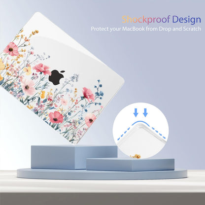 Teryeefi for MacBook Air 13.6 inch Case M5 A3449/M4 A3240/M3 A3113/M2 A2681 (Released 2026 2025 to 2022), Hard Shell + Keyboard Cover+ Screen Protector+Dust Plug + Type-C Adapter, Wild Flowers A010