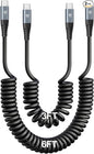 KIYODA 3FT & 6FT USB C to USB C Cable 2Pack - Coiled Type C Fast Charging Cable for Car, Compatible with iPhone 16/15/Plus/Pro/Pro Max/MacBook Pro 2020/Samsung Galaxy S23