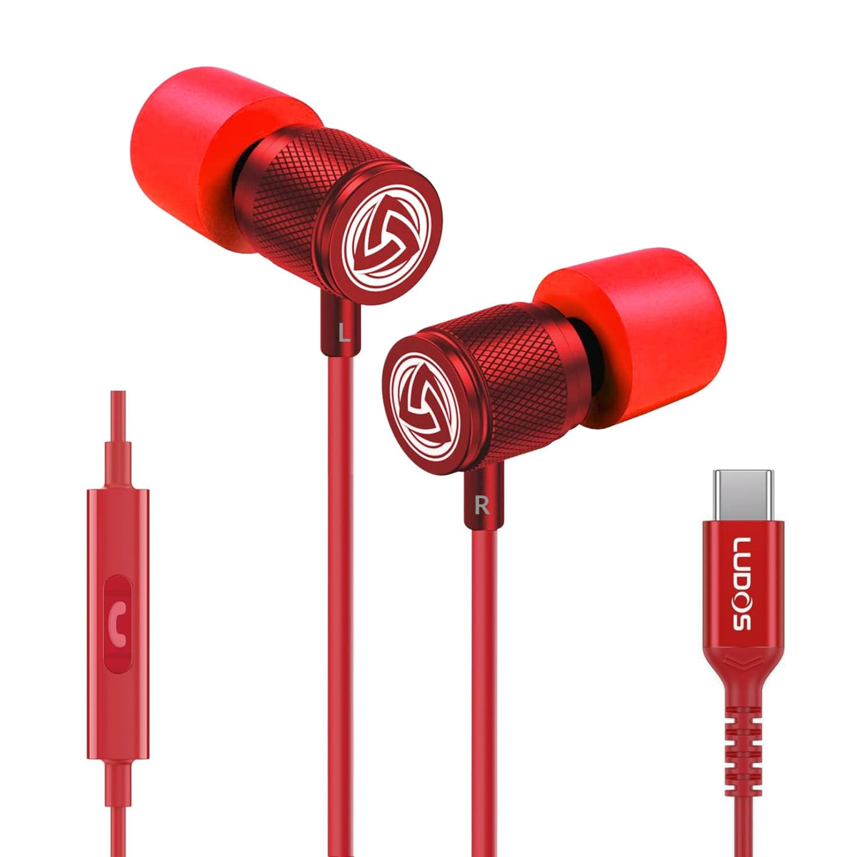 LUDOS Ultra Wired Earbuds in-Ear Headphones, 5 Years Warranty, Earphones with Mic, Noise Isolating Ear Buds, Memory Foam for iPhone, Samsung, School Students, Kids, Women, Small Ears - Turquoise