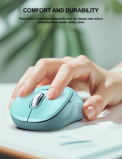 Trueque Wireless Mouse for Laptop, Ergonomic 6-Button Mouse, Mint Green