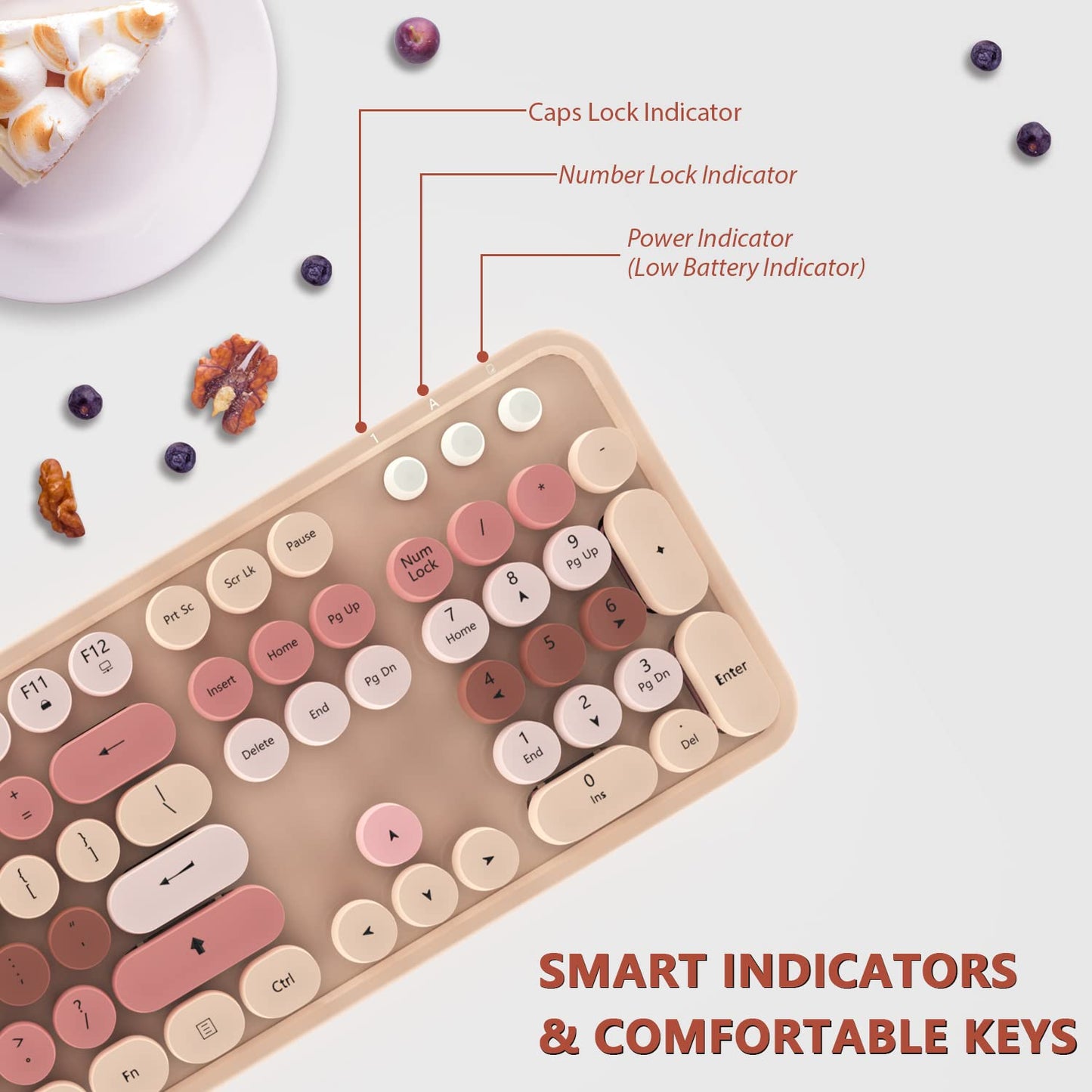 Wireless Keyboard and Mouse Cute Retro Typewriter for PC