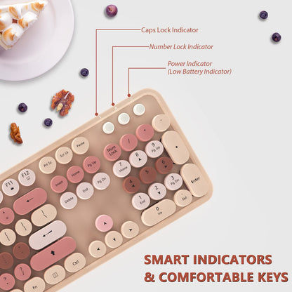 Wireless Keyboard and Mouse Cute Retro Typewriter for PC