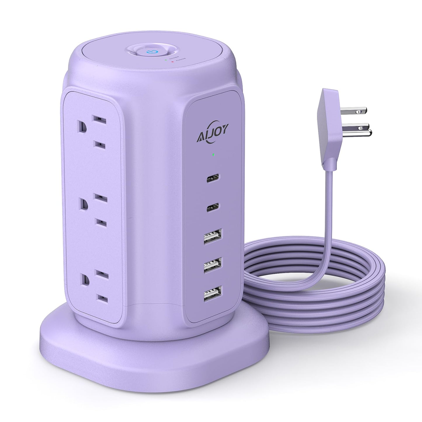 AiJoy Power Strip Tower with 9 AC Outlets and 5 USB Ports Charging Station