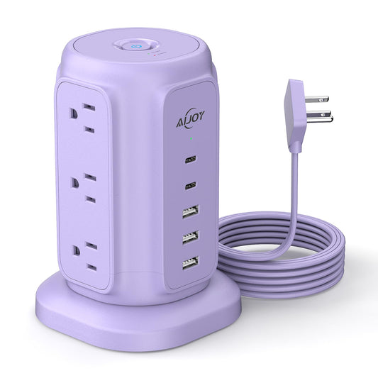AiJoy Power Strip Tower with 9 AC Outlets and 5 USB Ports Charging Station