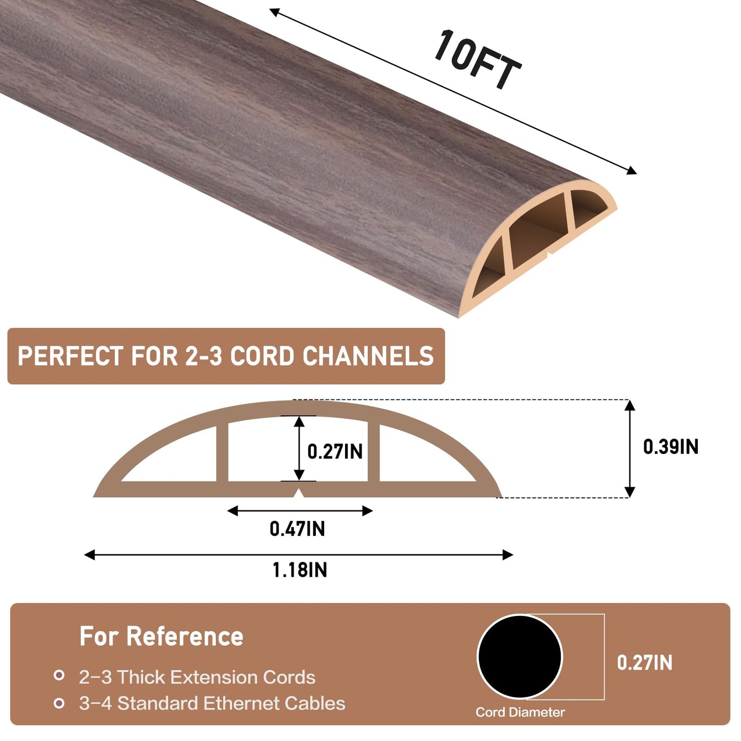 LSGCQ Floor Cord Cover Self Adhesive Cord Hider Floor Cable Management