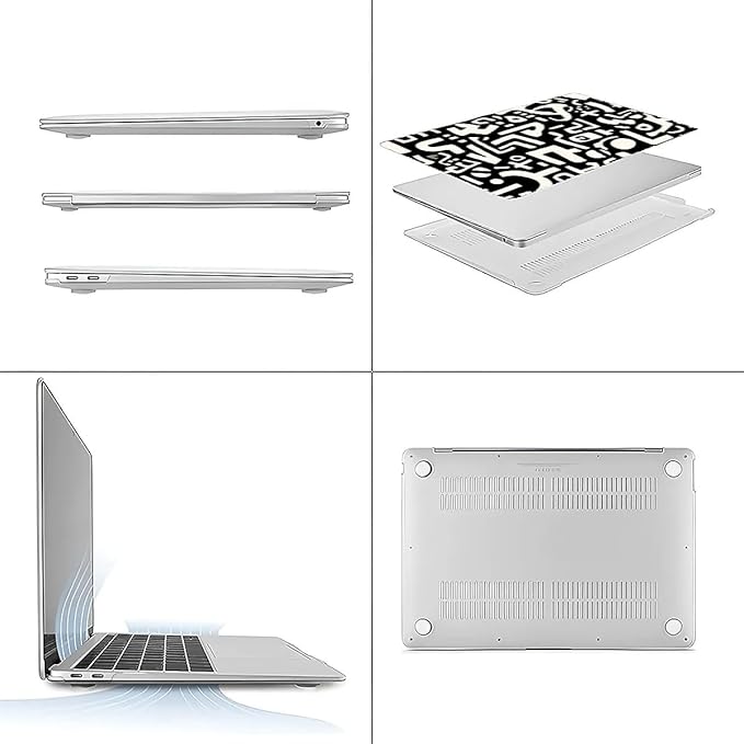 Compatible with MacBook Air 13.3 13.6 Inch Case 2022 2021 2020 2019 Plastic Hard Shell Case Cover,13.3 Air (A1932/A2179/A2337), Black and White Letters