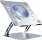SHUWEI Laptop Cooling Stand with 3 Speed Fan, Adjustable Height Laptop Stand for Desk, Ergonimic Aluminum Laptop Cooling Pad for 10-15'' Notebook - Silver