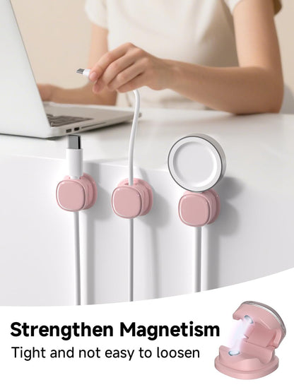 Magnetic Cable Clips, Adjustable Cord Holder Management, Adhesive Wire Keeper Organizer for Home Office Desk Phone PC Car Wall Desktop Nightstand Appliance (9-PCS Purple)