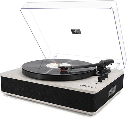 LP&NO.1 Record Player wirelessTurntable with Built-in Speakers and USB Play&Recording Belt-Driven Vintage Phonograph Record Player 3 Speed for Entertainment and Home Decoration(Light Gray)