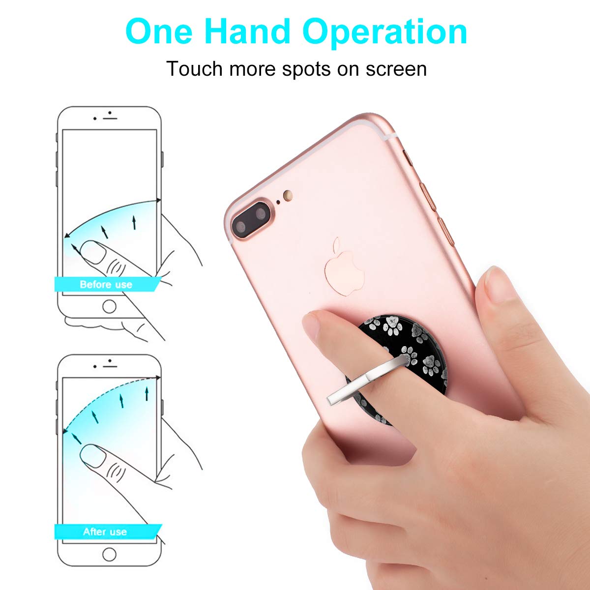 Bonoma Phone Ring Stand, 3 Pack Dog Paws 360 Degree Rotation Finger Grip Stand Holder Compatible with Smartphones and Tablets