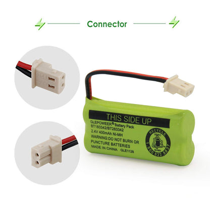 GLEPOWEER BT183342/BT283342 2.4V 400mAh Ni-MH Battery Pack, Also Compatible with Cordless Phone Batteries BT166342/BT266342 BT162342/BT262342 CS6709 CS6609 CS6509 CS6409 EL52100 EL50003(3 Pack)
