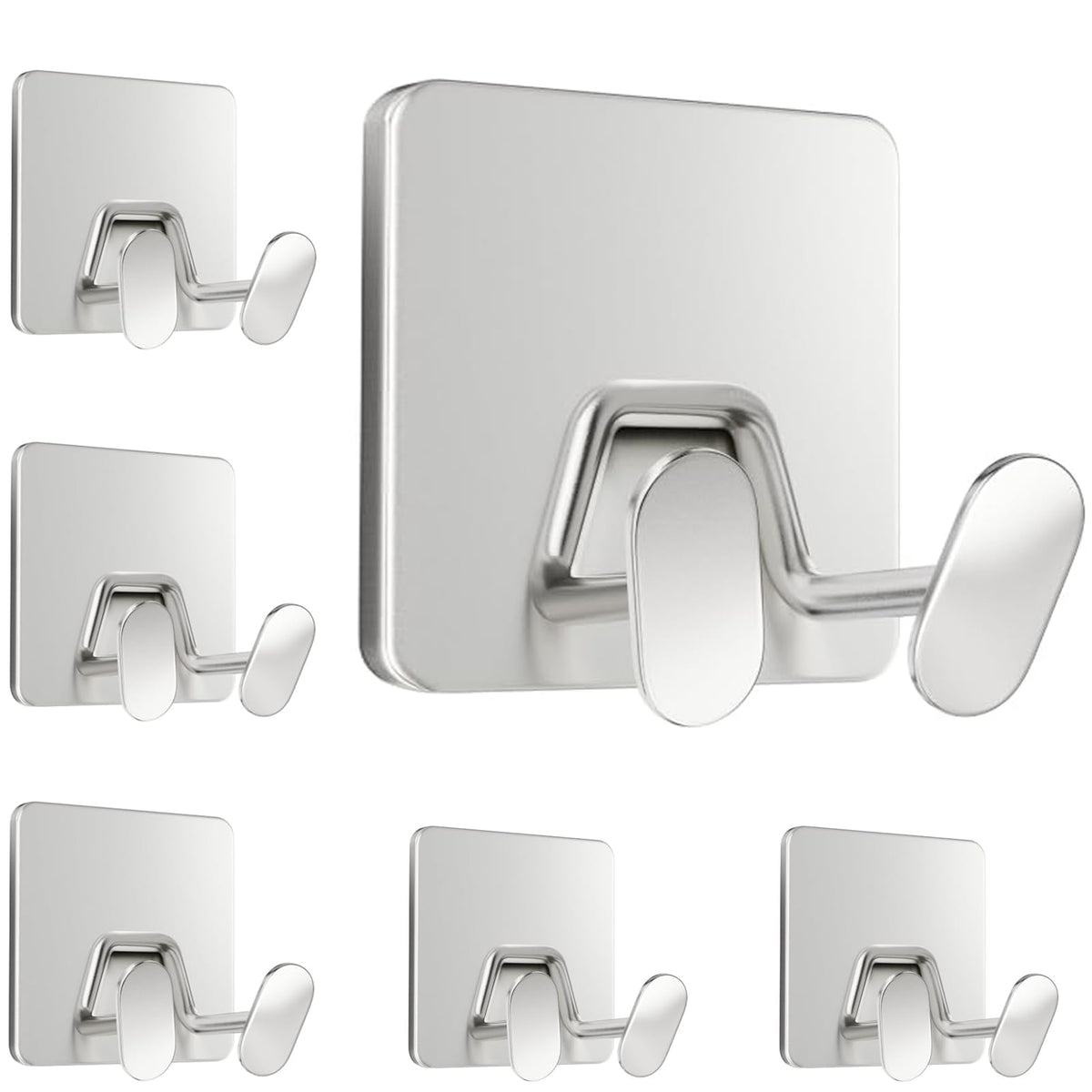 Adhesive Shower Hooks for Inside - Extra Sticky Razor Holder, White 4 Pack