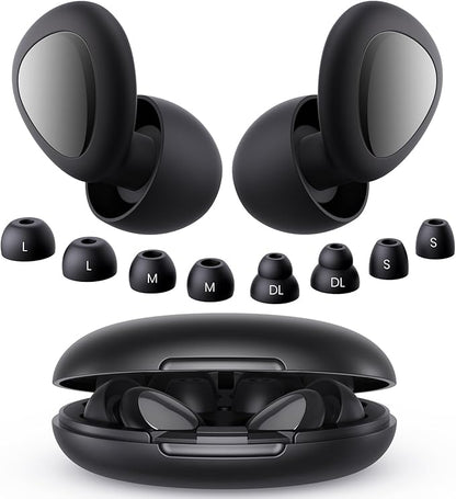 Ear Plugs for Sleeping Noise Cancelling, 45dB Reusable Silicone Ear Plugs for Concert, 8 Tips Earplugs for Noise Reduction, Hearing Protection Earplugs for Sleep, Concert, Snoring, Work, Black