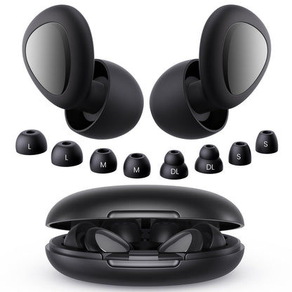 Ear Plugs for Sleeping Noise Cancelling, Reusable Silicone Ear Plugs for Noise Reduction with 8 Ear Tips, Earplugs for Sleep (Black, One Size)
