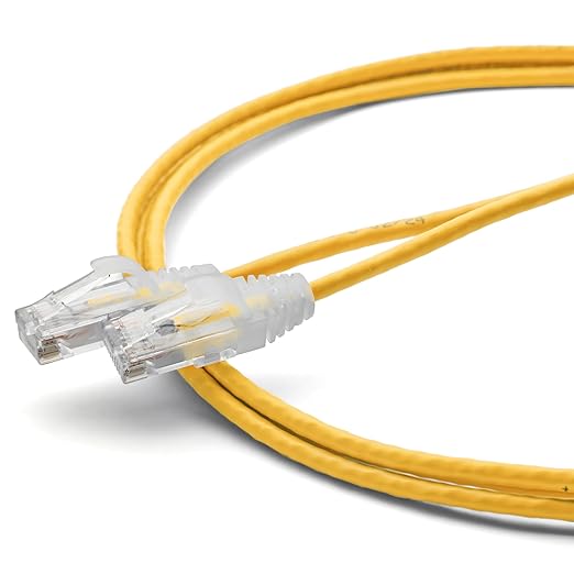 TRUECABLE Cat6 Component Rated Patch Cable, Unshielded (U/UTP), 5ft, Yellow, 28AWG Stranded Pure Copper, Snagless 10G High-Speed Ethernet Cable, PoE++ 4PPoE 100W, UL Listed, RoHS-3, 1 Pack