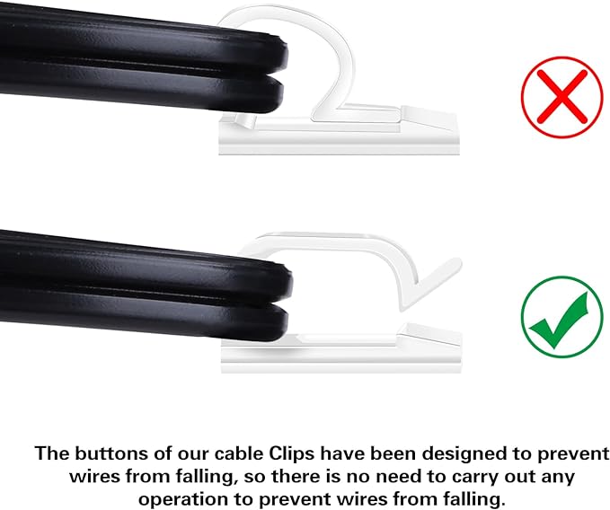 120PCS XHF Adhesive Cable Wire Clips Clear, Cable Holder Staples Outdoor Cable Management Wire Organizer Cord for Under Desk, Car, Wall, TV PC Ethernet Cable