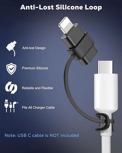 MoKo USB C to Lightning Adapter, Not for Audio/OTG, Lightning Male to USB C Female Adapter for iPhone 14/13/12/11/X Series, iPad/AirPods, Support Charging & Data Sync, with Anti-Lost Loop, Black