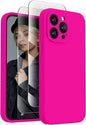 FireNova Designed for iPhone 15 Pro Case, Silicone Upgraded [Camera Protection] Phone Case with [2 Screen Protectors], Soft Anti-Scratch Microfiber Lining Inside, 6.1 inch, Hot Pink
