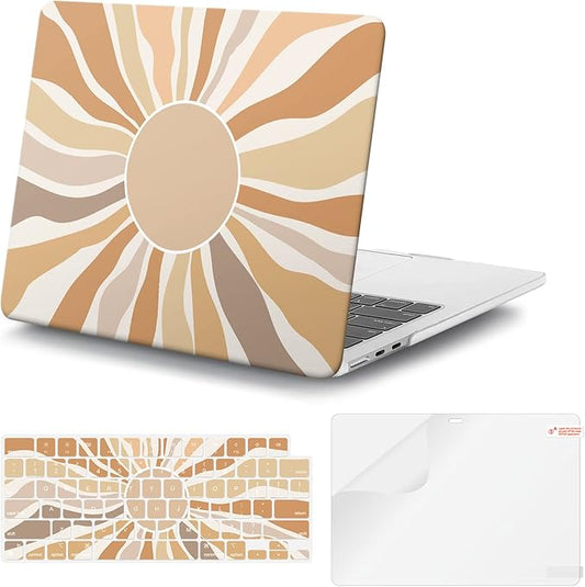 iCasso for MacBook Air 13 inch Case 2025 2024-2022 Release M4 A3240 M3 A3113 A2681 M2 with Liquid Retina Display, Hard Plastic Shell for Mac Air 13.6, TPU Keyboard Cover&Screen Protector, Sunshine