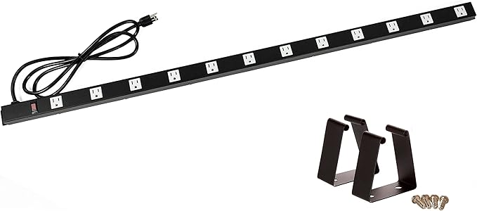 12 Outlets 4 Feet Body Heavy Duty Metal Surge Protector Power Strip (12 outlets 12 feet Power Cord 4 feet Body)