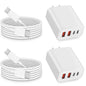 USB Type C Charger for iPhone 16 Pro,40W Multiport Type C Charger Fast Charging,2Pack 4 Port USB C Wall Charger 10FT USBC Chargers Cord for iPhone 16/16 Pro/16 ProMax/16e/15/15 ProMax/15 Plus,iPad Pro
