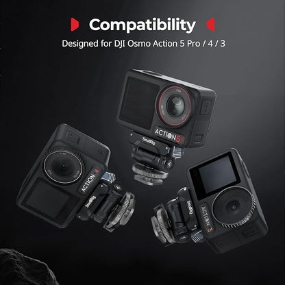 SMALLRIG Cold Shoe Adapter Mount for DJI Osmo 360 / Action 5 Pro / 4 / 3, with Quick Release Mount, 180° Tilt Adjustable - 5436