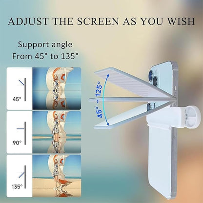 Mirror Effect Lens - Capture Stunning Reflections Instantly, Smartphone Camera Mirror Reflection Clip Kit, Adjustable HD Glass Smartphone Photography Flip Mirror, for Travel Photography (White)