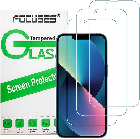 Focuses Anti Blue Light Screen Protector for iPhone 16e iPhone 14 iPhone 13 iPhone13pro [3 Pack] 6.1" 9H+ Anti Blue Light Tempered Glass, Anti-Scratch, Case Friendly