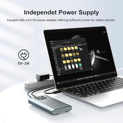 MAIWO Dual M.2 NVMe SSD Enclosure with 4 RAIDs, M.2 NVMe PCIe RAID Enclosure Supports RAID0/1/PM/Large, USB 3.2 Gen2x2 Type-C 20Gbps Speed, 8TB Capacity