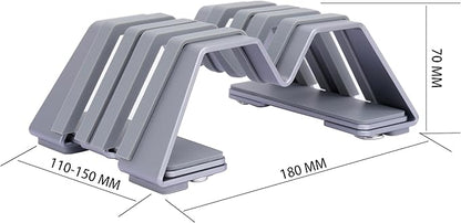 Adjustable Dual Vertical Laptop Stand - Supports 2 Devices Holder, Fit for All Laptops(10-30mm Thickness) - Fashion Design, Adjustable Width, Anti-Slip & Scratch-Resistant, Patented Design