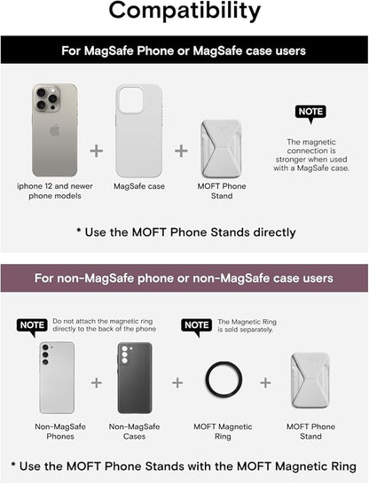 MOFT Magnetic Wallet Stand Compatible with iPhone 16/15/14/13/12 Series, Angle Adjustment & Magsafe Compatible MOVAS Phone Stand,BlackBerry