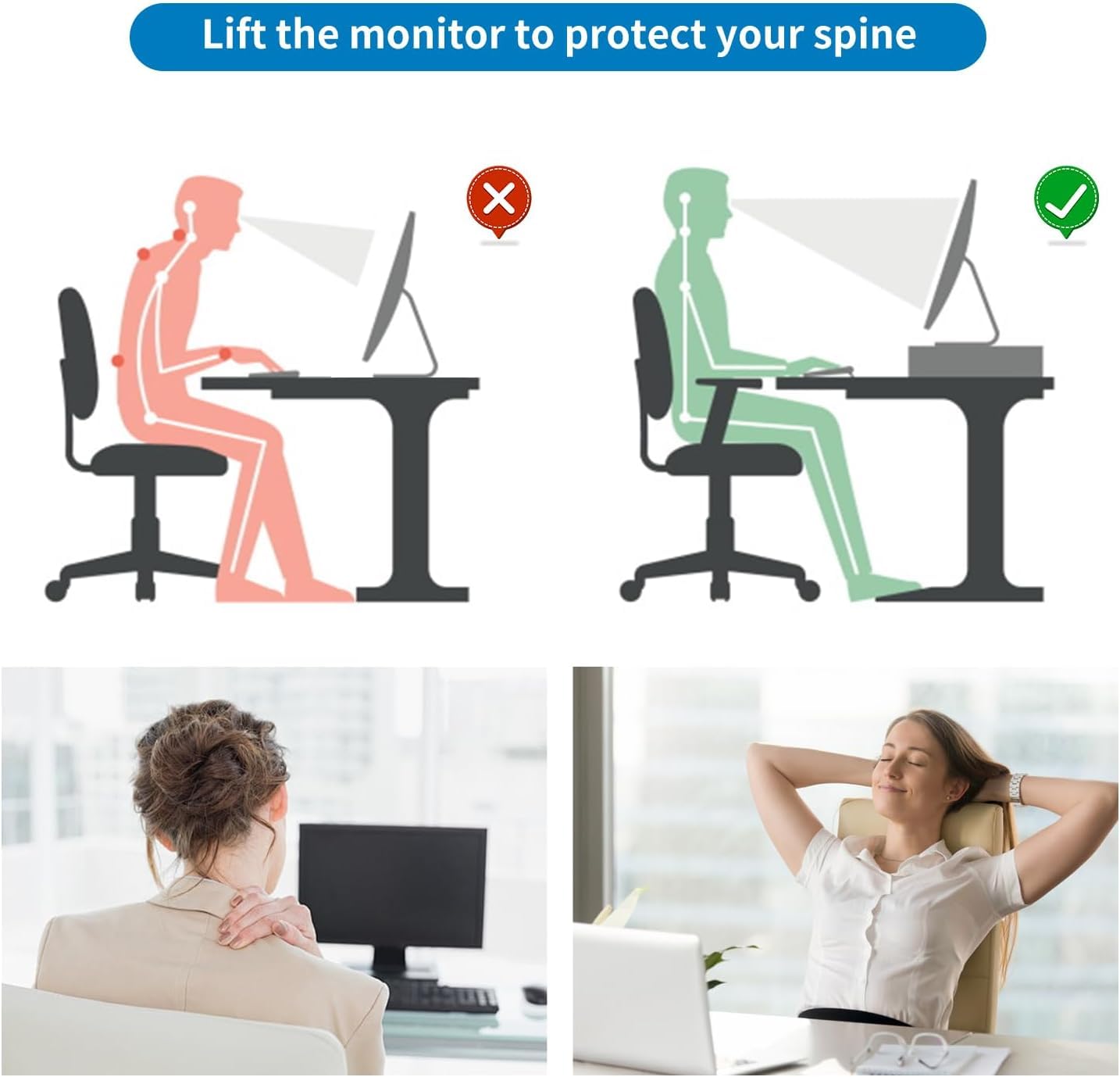 gianotter Computer Monitor Stand Riser with Drawer