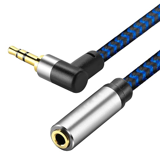 3.5mm Male to Female Extension Stereo Audio Extension Cable 30FT, Cotton-Braided Audio Extension Cable, Stereo Jack Cord for Phones, Headphones, Speakers, Tablets, PCs and More