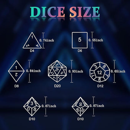 D&D Dice,DND Dice Set for Dungeons and Dragons,D20 Metal Dice for Gaming Dice Set or RPG Role Playing MTG Tabletop Board Games（SilverBlood）