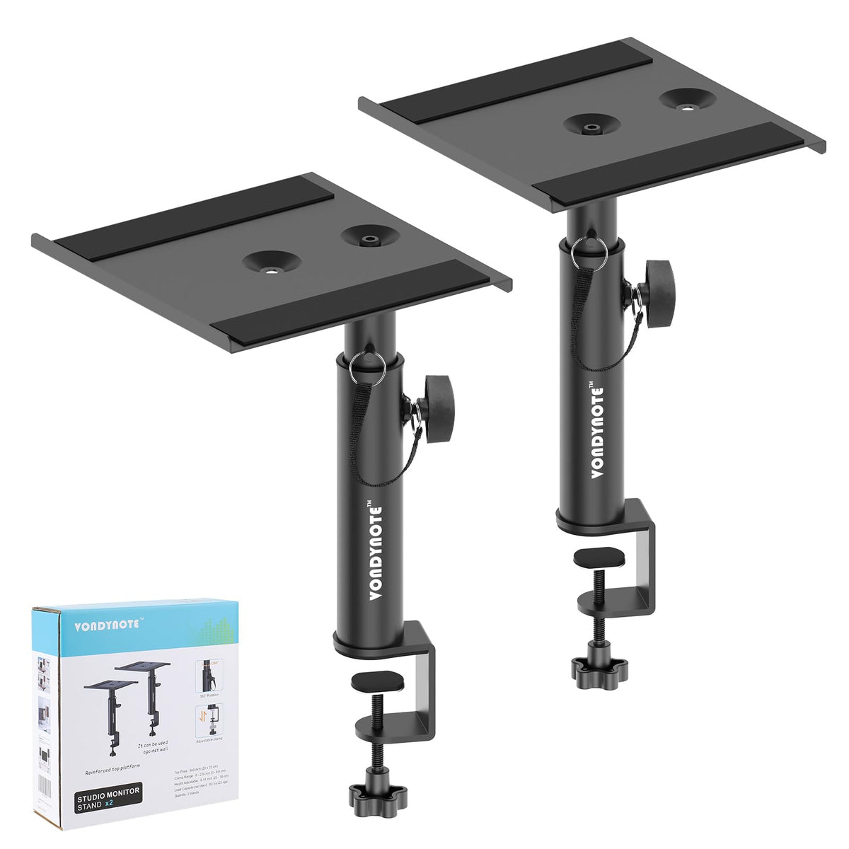 Vondynote Set of 2 Desktop Studio Monitor Speaker Stands Bookshelf Speaker Stands