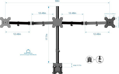 Rocelco 46" Large Height Adjustable Standing Desk Converter with Triple Monitor Mount BUNDLE - Sit Stand Up Computer Workstation Riser - Retractable Keyboard Tray - Teak Wood Grain (R DADRT-46-DM3)