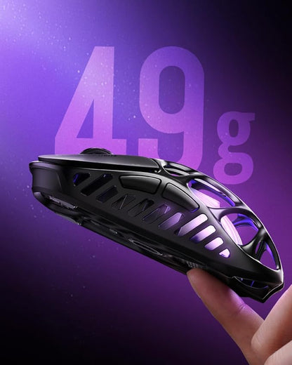 GravaStar Mercury X Pro Wireless Gaming Mouse, Come with 8K Dongle – 32,000 DPI PAW 3950 Sensor, 8,000Hz Polling Rate, Only 49g, Magnesium Alloy Hollow Frame, RGB Lighting, 5 Programmable Buttons