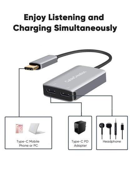 CableCreation USB Type C Splitter,2-in-1 USB C Audio Adapter and PD Charger