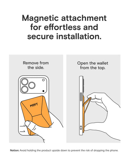 MOFT Magnetic Wallet Stand Compatible with iPhone 17/16/15/14/13/12 Series, Angle Adjustment & Magsafe Compatible MOVAS Phone Stand,Orange