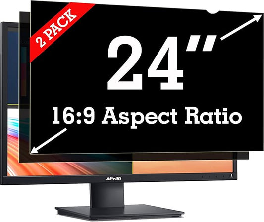 APeiSi [2 Pack] 24 Inch Privacy Screen Filter for Widescreen 16:9 Monitor | Privacy Shield | Anti-Glare | Anti-Blue light Protector | Eye Protection | Computer Security Private Filter