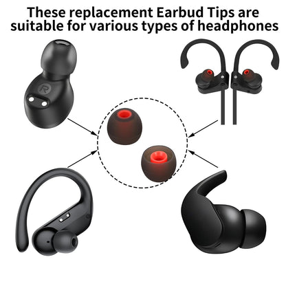 TSZYYM Earbud Tips Ear Bud Tips Soft Anti Slip Washable and Reusable Silicone Replacement Earbud Tips Fit Most in-Ear Earbuds(Inner Hole 3.8mm -5.1mm) 18pcs S M L