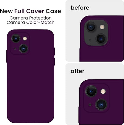 FireNova Designed for iPhone 13 Case, Silicone Upgraded [Camera Protection] Phone Case with [2 Screen Protectors], Soft Anti-Scratch Microfiber Lining Inside, 6.1 inch, Wine Red
