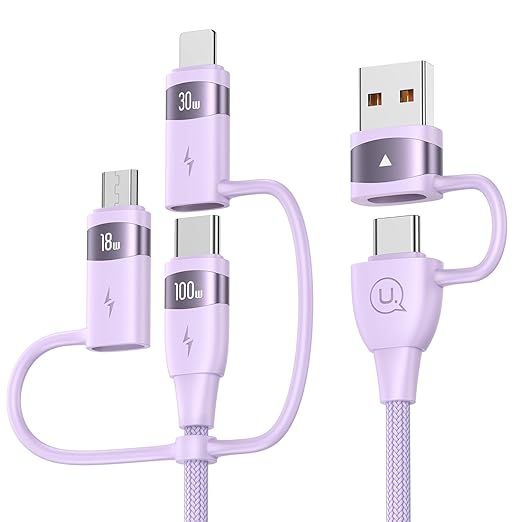 100W USB C Multi Charging Cable, USAMS 6.6FT 5-in-1 5A Fast Sync Charger Adapter Nylon Braided Type-C Cable for Laptop/Tablet/Phone and More