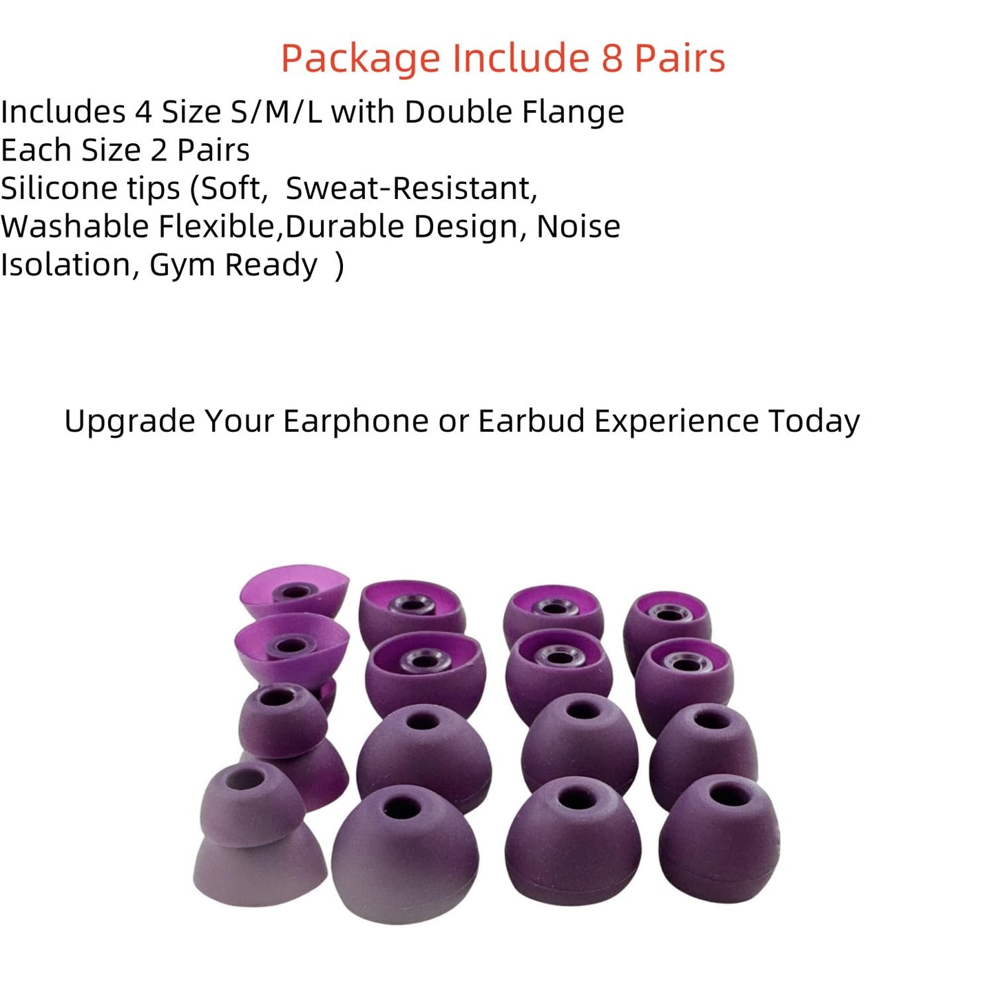 Aginkgo Replacement Ear Tips for Beats Urbeats2.0 Tour2.0 ibeats Beats x, Beats Flex Secure Fit for Powerbeats Pro Silicone Earbuds Washable Sweat-Resistant Noise Isolation 8 Pairs (Purple)