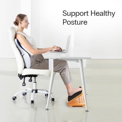StrongTek Wooden Desk Foot Rest, Adjustable 3 Heights, Non-Slip, Under Desk