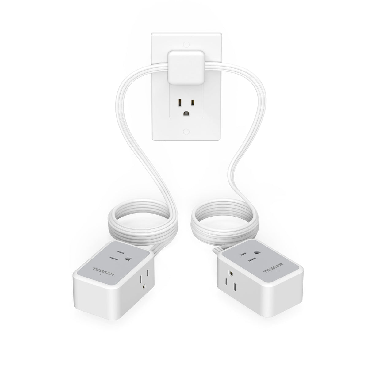 TESSAN Small Flat Plug Power Strip, Ultra Thin Extension Cord 5 ft, Black