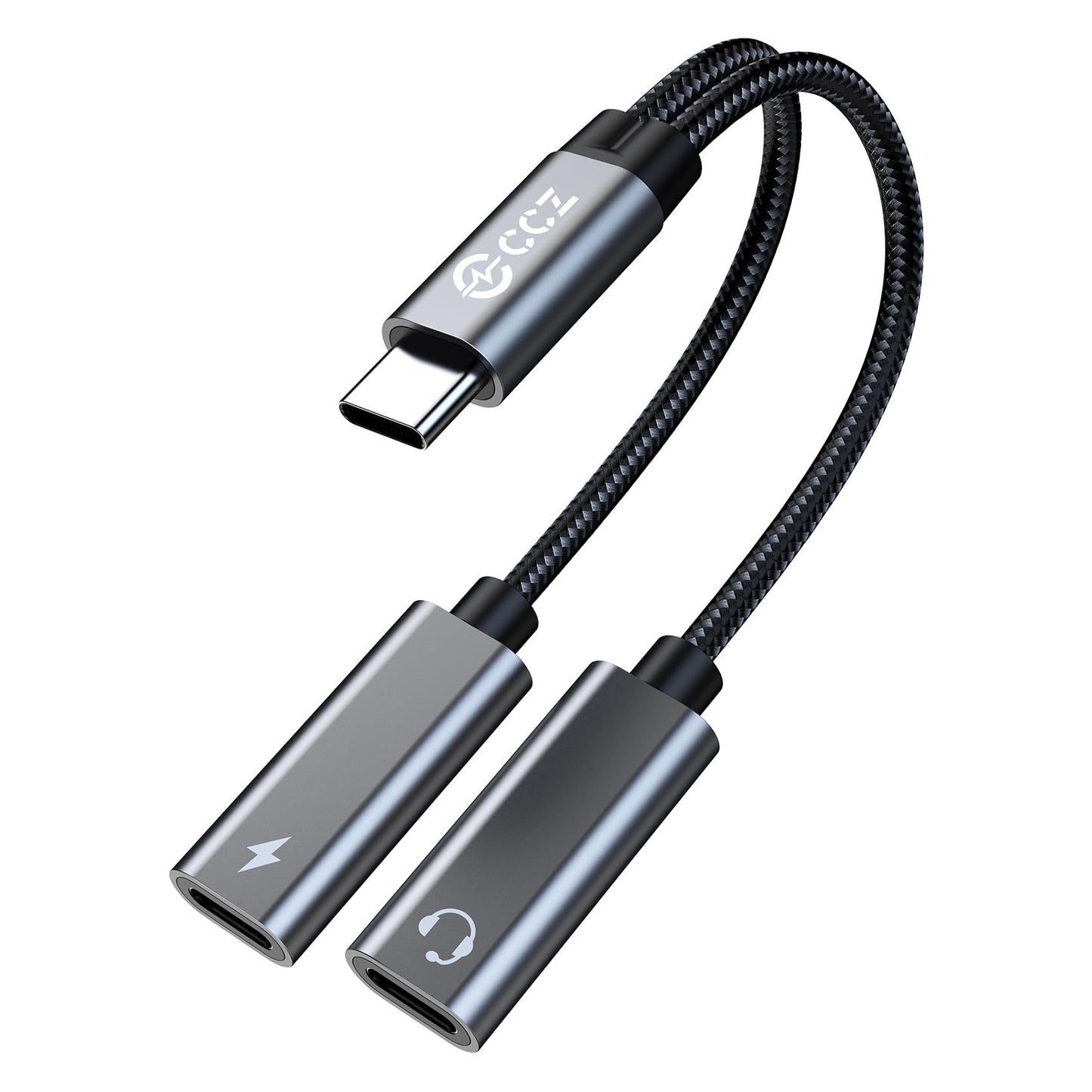 USB C Splitter,1 in 2 Out Dual USB C Type Headphone and Charger Audio Adapter, Type C Headphone Adapter and 60W PD Fast Charging Dongle Cable Compatible with Phone 16/15 Pro Max,USB-USB, 1Pack)